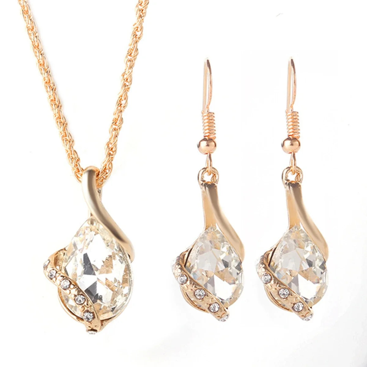 Fashion Silver Color Necklace Earrings Cubic Zirconia Jewelry Sets Elegant Crystal Zircon Jewelry Women Wedding Jewelry Set