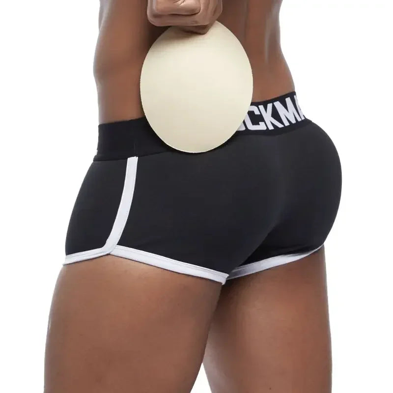 JOCKMAIL Brand sexy men underwear bulge enhancing men Boxer include Penis pad and hips buttocks double Removable push up cup