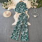 Beach Style Fashion Printed Women Pant Sets 2pcs Short Chiffon Shirts+Wide Leg Pants 2025 New Summer Casual Loose Female Suits