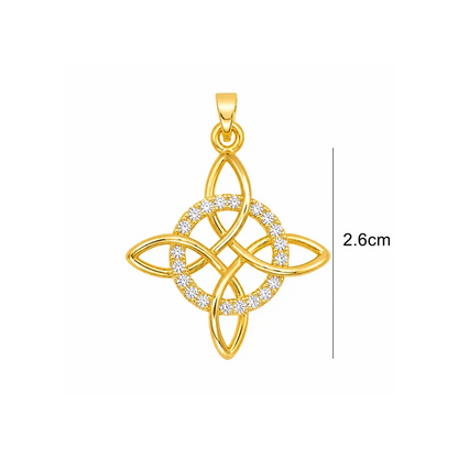 Witch Knot Pendant Necklace Stainless Steel Chain CZ Celtic 4 Elements Protection Amulet Retro Wiccan Gothic Women Men Jewelry