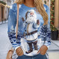 Women Sweatshirt Designer Round Neck Long Sleeve Fashion Casual Santa Claus Red New Year Graphic Print Tops