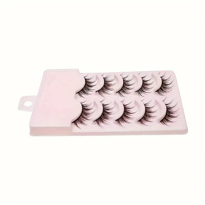 5 Pairs of Cartoon Style 3D False Eyelashes Fluffy and Soft for Natural Looking, Enhancing Makeup with Cross Lash Design