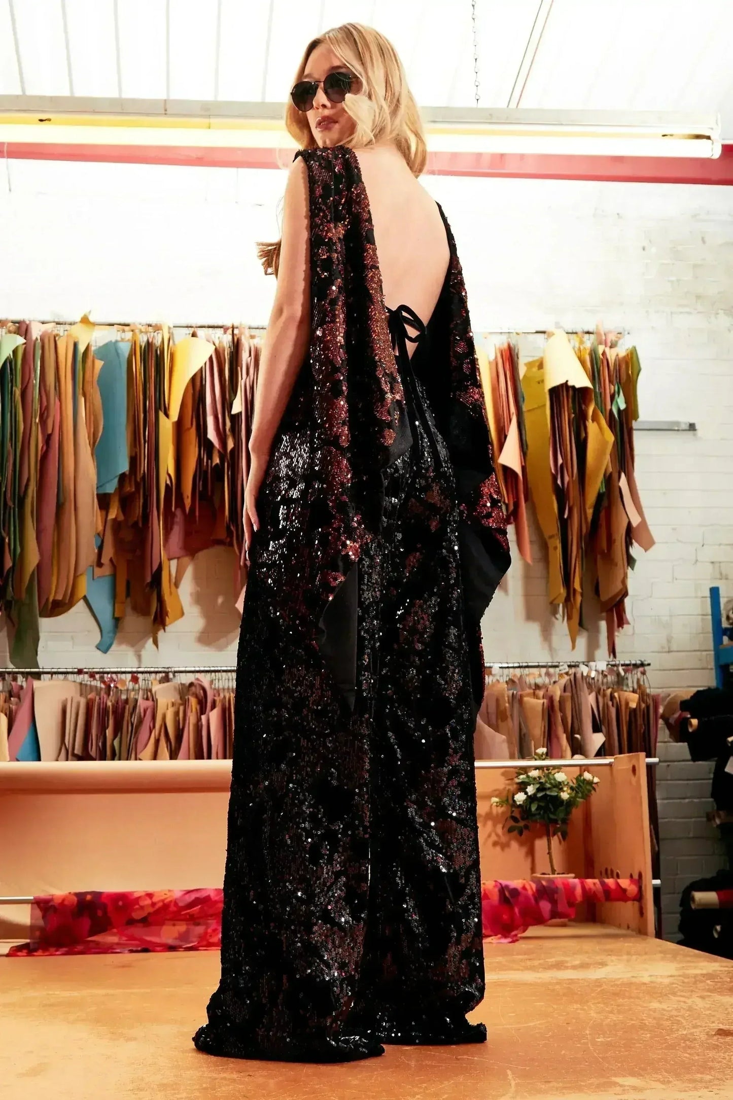Sparkly Brown Tie Back Top