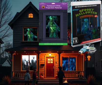 AtmosFX Halloween Digital Decoration USB - Spooky Halloween + 48" x 72" Projection Screen