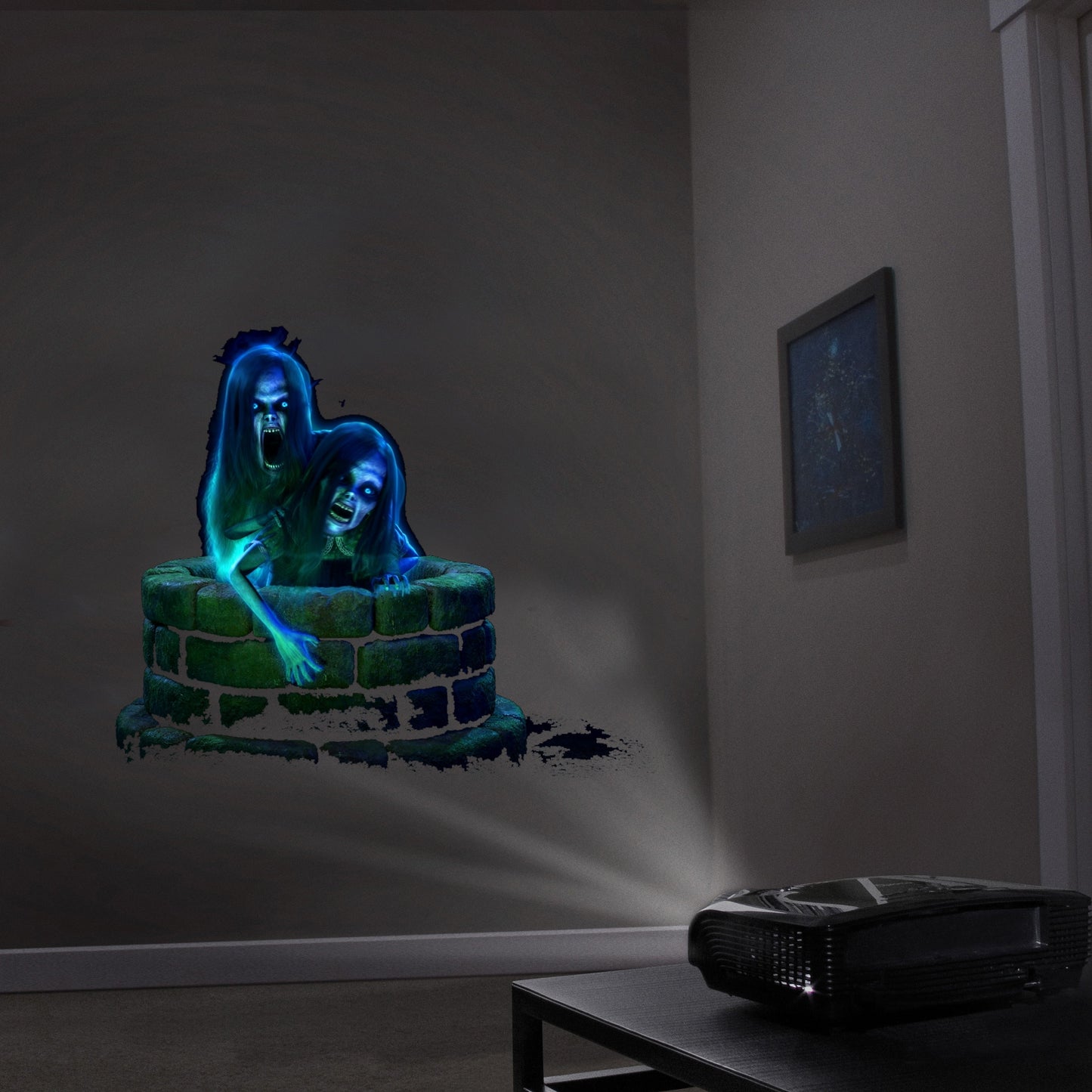 AtmosFX Halloween Digital Decoration USB - Spooky Halloween Hollusion + 5.5 ft x 9 ft Projection Screen