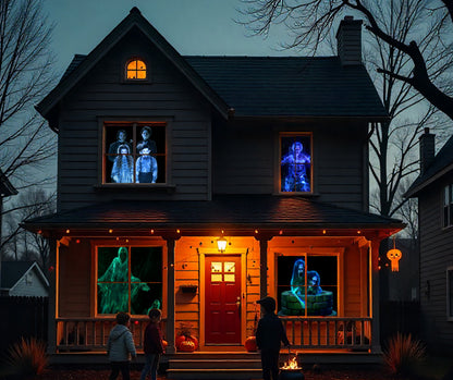 AtmosFX Halloween Digital Decoration USB - Spooky Halloween Hollusion + 5.5 ft x 9 ft Projection Screen