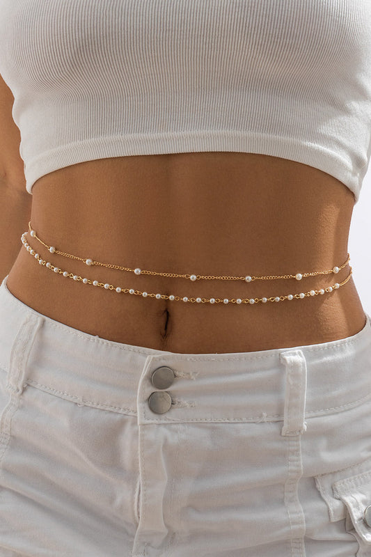 Dual Strap Pearl Belly Chain