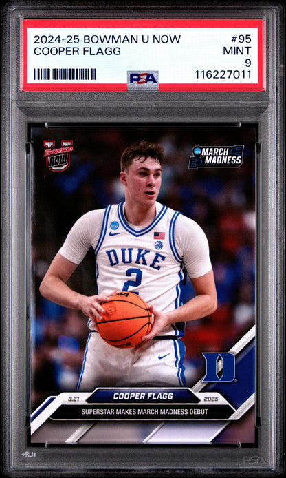 Graded 2024 Topps Bowman U Now Cooper Flagg #95 Rookie RC Basketball Card PSA 9 Mint