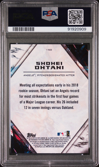 Graded 2018 Topps Fire Shohei Ohtani #150 Rookie RC Baseball Card PSA 10 Gem Mint