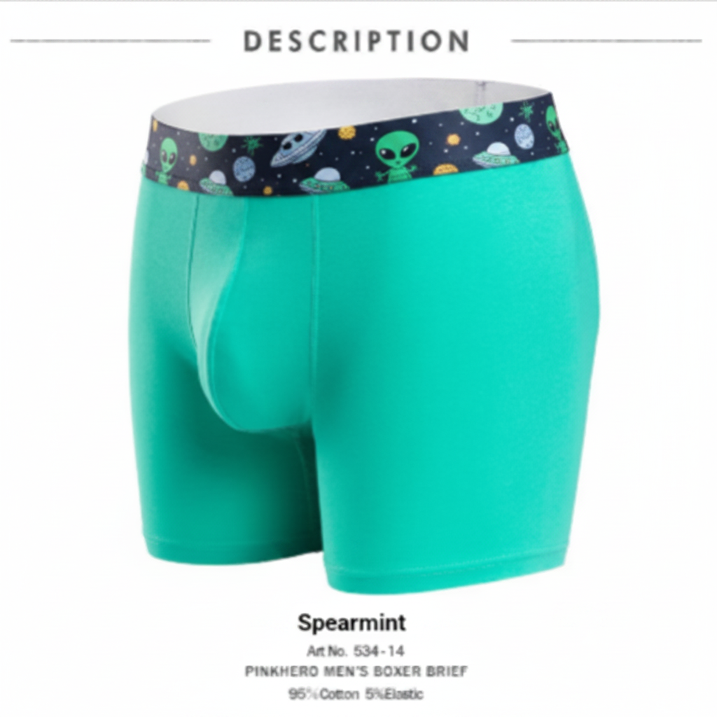 RED Cotton  SPACE ALIENS | Men's Cotton Stretch Cartoon Print Breathable Underwear