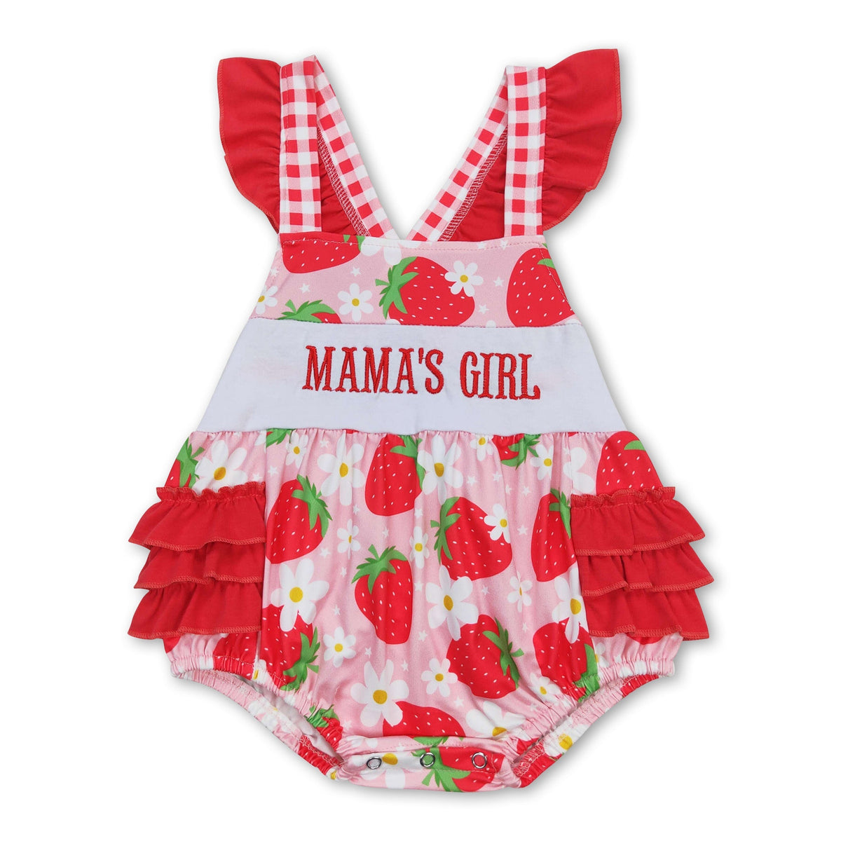 Mama's girl strawberry floral baby romper