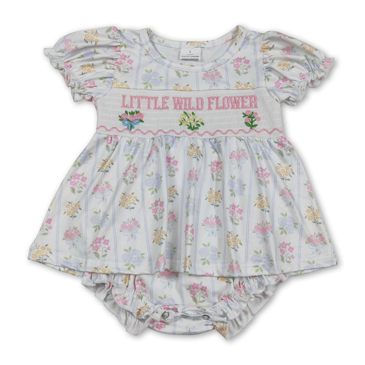 Short sleeves little wild flower baby girls skirt romper