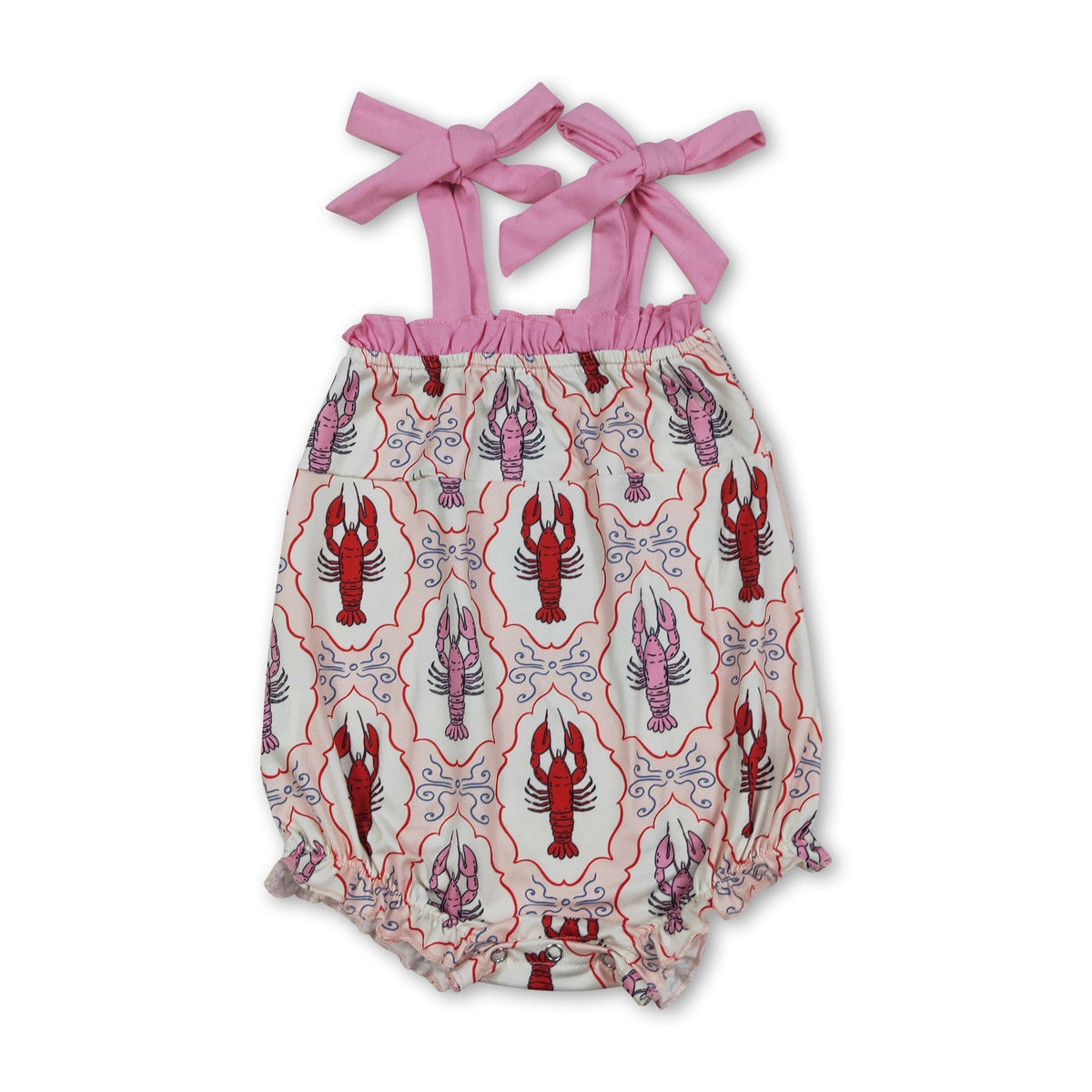Straps ruffle crawfish baby girls summer romper