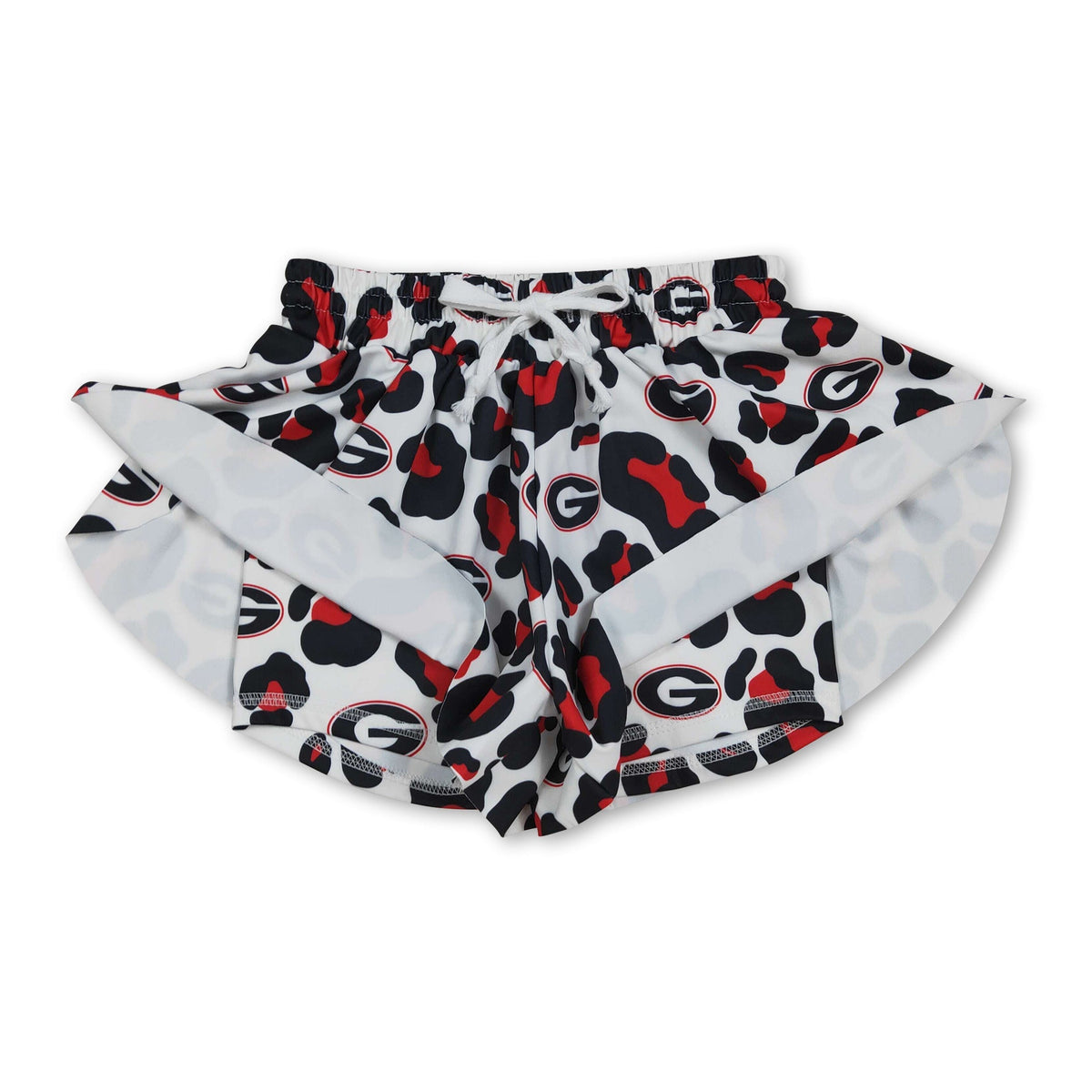 Red leopard G kids girls team active summer YOGA shorts