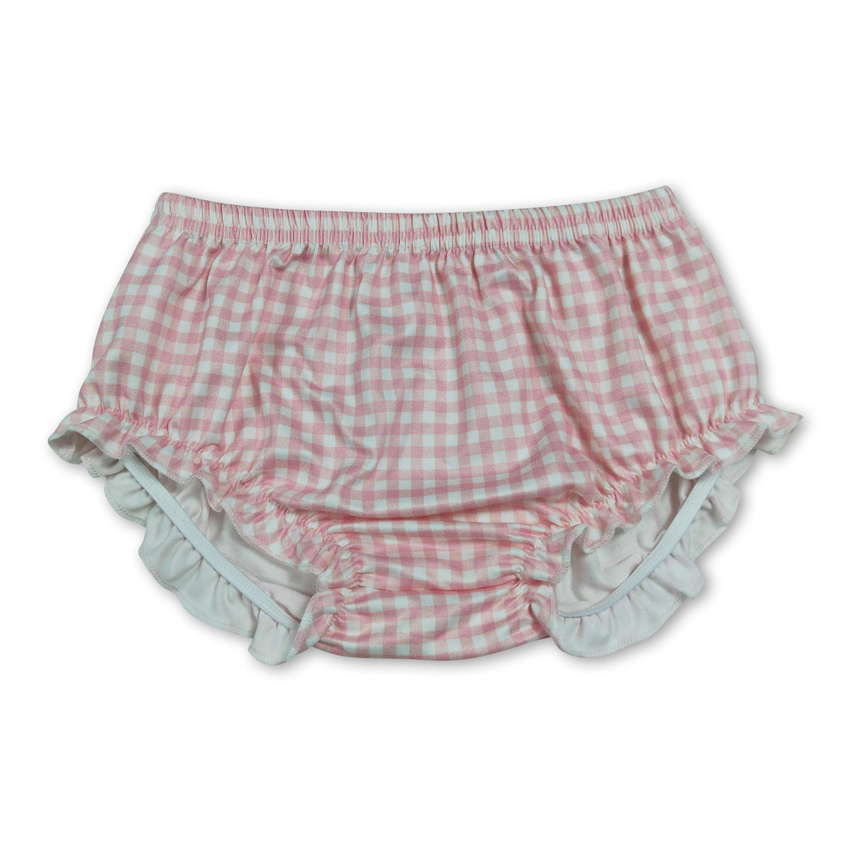 Pink plaid ruffle baby girls summer bummies