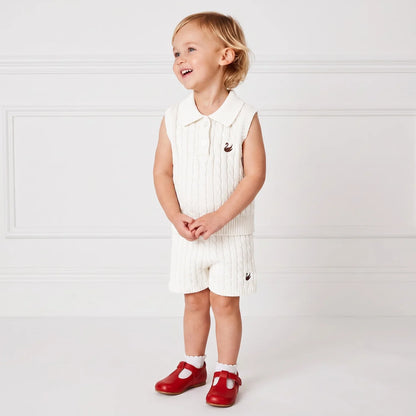 Cable Knit Short in White