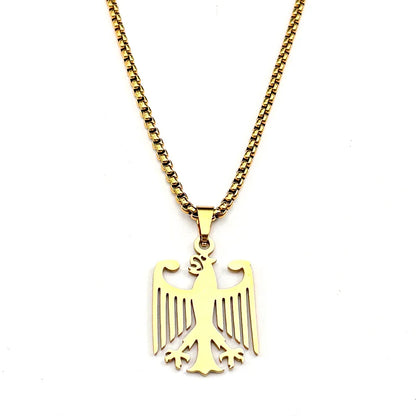 Hollow German Eagle Bundesadler National Emblem Symbol Pendant Necklaces Gold Color Stainless Steel Chain Germany Jewelry Gift