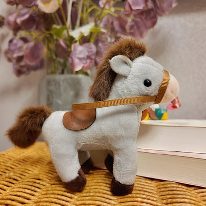 Cute Horse Mini Pendant Keychian Plush Toy Kawaii Lifelike Animal Simulation Stuffed Doll Bag Decor Friend Kid Birthday Gift