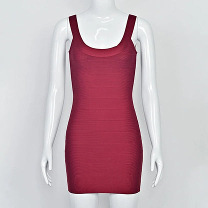 Beaukey New Trendy Pink Ginger Bandage Mini Party Dress Women Quality