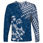 2024 new men's long-sleeved t-shirt 3d printed Polynesian flower print men's autumn tops casual round neck street t-shirt