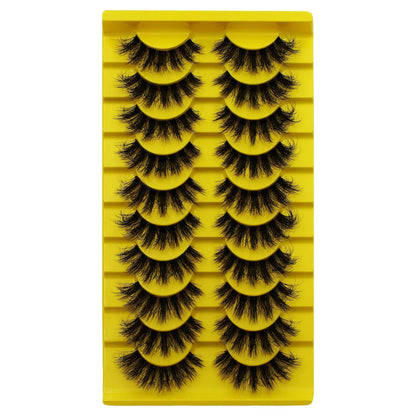 10 Pairs False Fluffy Russian Strip Lashes 3D Fake Lashes Makeup Messy False Eyelashes Fluffy Thick Lashes