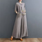 Spring Summer Women Leisure Pants 2PCS Middle Aged Mother Cotton Linen Suit 2026 Female Embroidery Two-piece Set Large Size 5XL