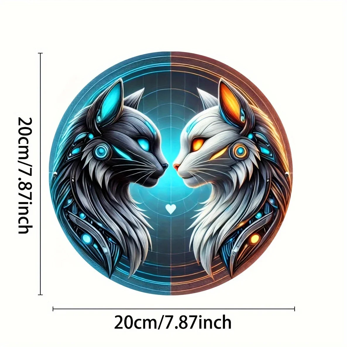Wolf Engraved Aluminum Foil Art Sign, Reusable Round Metal Wall Decor, Weatherproof Animal Design for Home & Bar