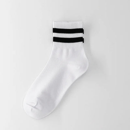 Vintage Two Stripes Sports Cotton Men Ankle Socks Streetwear Hiphop Skate Hiphop Athletic White Black Shcool Designer Punk Boy