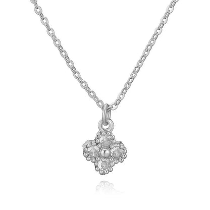 HECHENG, 18K Gold Plated Brass Cubic Zirconia Bijoux Exquisite Flower‑Shaped Women Necklace Dainty Collarbone Chain Jewelry Gift