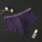 Men's Transparent Boxers Mesh Striped Underwear Low Waist Ultra-Thin Bikini Sexy Breathable Underwear Summer 3d Crotch Boxer