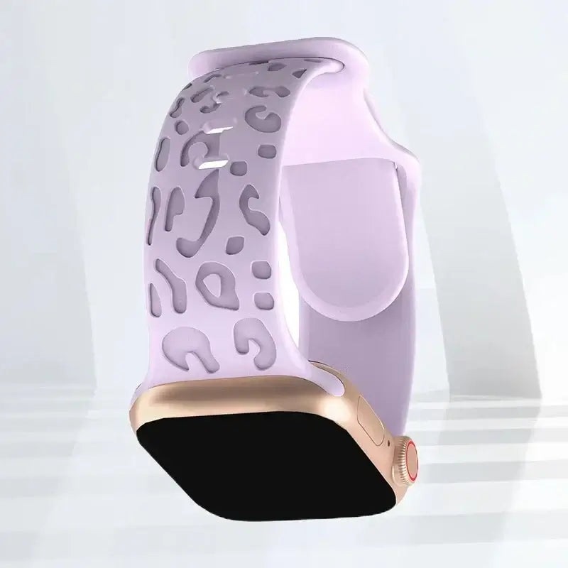 Apple Watch Engraved Silicone Band, Ornamental or Leopard