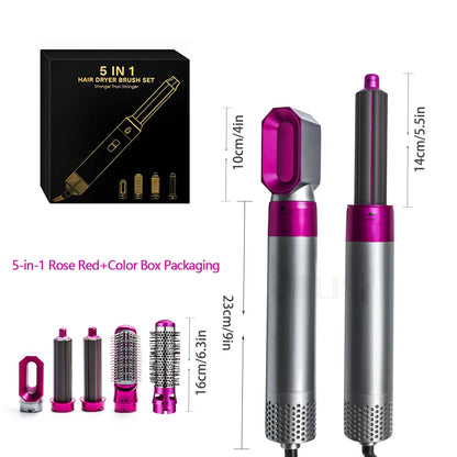 Hairdresser 5-in-1 Hair Clip Curler Hot Air Comb Automatic Curling Comb Straight Comb, Hair Dryer Holiday Gift