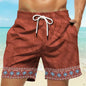 3D ethnic print men's casual shorts Tropical summer simple retro style fashion shorts quick-drying and comfortable close-fitting