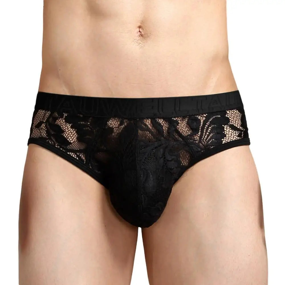 Mens Sexy Lace Transparent Briefs Mesh See Through Underpants 2024 New Men Underwear Briefs Breathable Lingerie Panties