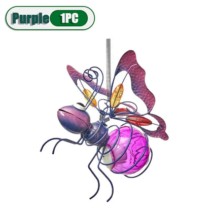 5PCS Solar-Powered Hanging Metal Ladybug Light  Garden Decor  Lady Sculpture with Bouncy Springs Summer Outdoor Art Decorations