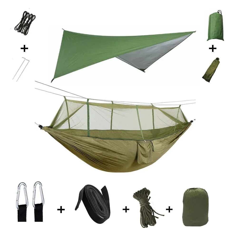 Anti Outdoor Camping Hammock with Mosquito Net and Rain Tent Equipment