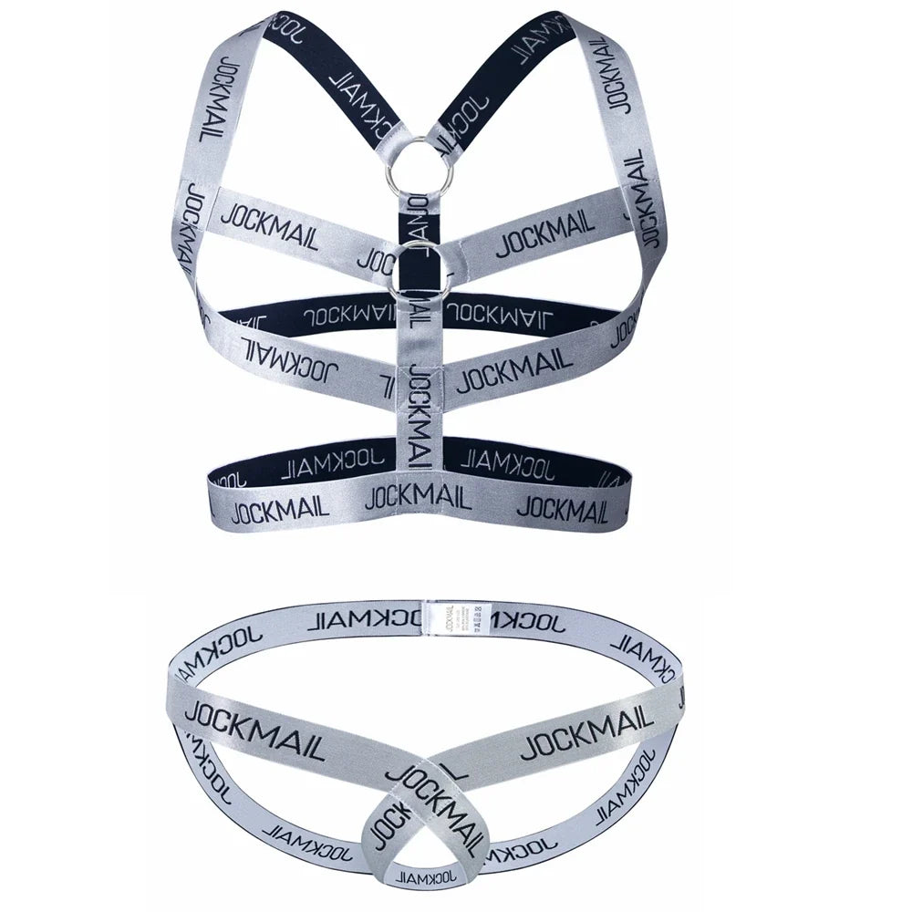 Sexy Gay Men Underwear Bondage Mens Harness Thongs Set Body Chest Costume G-string Jockstrap Lingerie Man Halter Neck Hollow Out