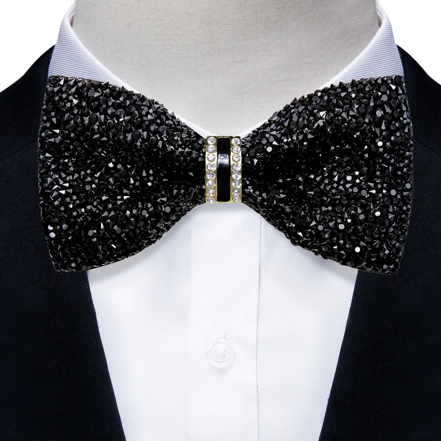Sparkle Rhinestone Bow Ties for Men Pre-Tied Diamond Sequin Bowtie with Adjustable Length Wedding Party