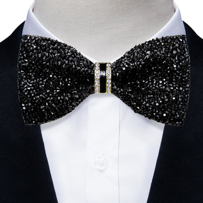 Sparkle Rhinestone Bow Ties for Men Pre-Tied Diamond Sequin Bowtie with Adjustable Length Wedding Party