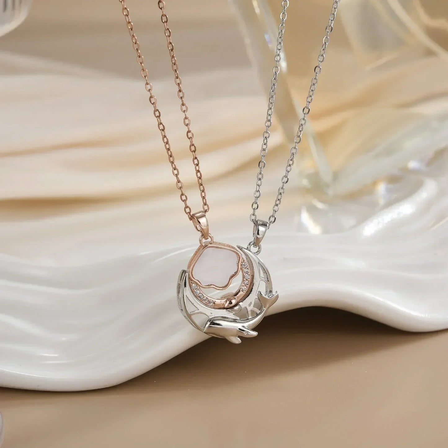 LATS New Stainless Steel Magnetic Sun Moon Couple Necklace Fashion Chain for Men and Women Good Friend Gifts Trend Jewelry