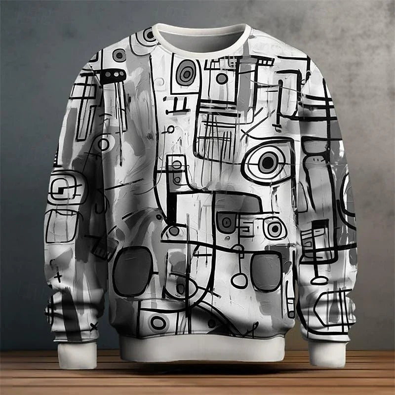 Street Graffiti Graphic Men's Clothes Long Sleeves Pullover Sweatshirt 3D Printed Colorful Streetwear Harajuku Popular Hoodies