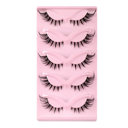 5 Pairs Cat Eye Lashes Natural Eyelashes Winged End Eye Elongated Eyelashes Clear Band Lashes Eyelash Extension Manga Lashes