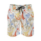 Men's Leaf Printed Pattern Casual Shorts Boys Summer Cool Hawaiian 3D Printed Casual Swim Trunks Drawstring Surfboard Shorts