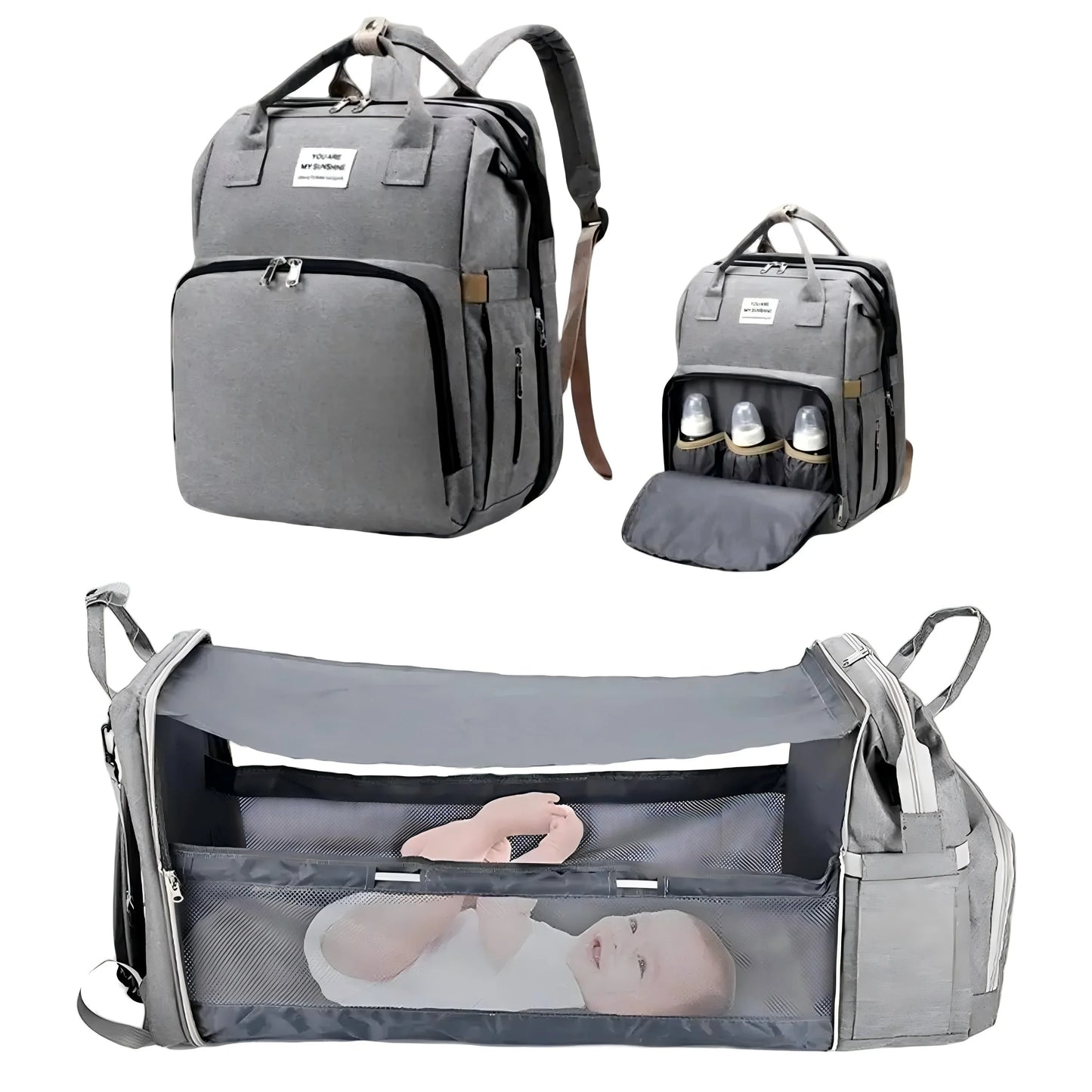 3 in 1 Diaper Bag Backpack Foldable Baby Bed Waterproof Travel Bag