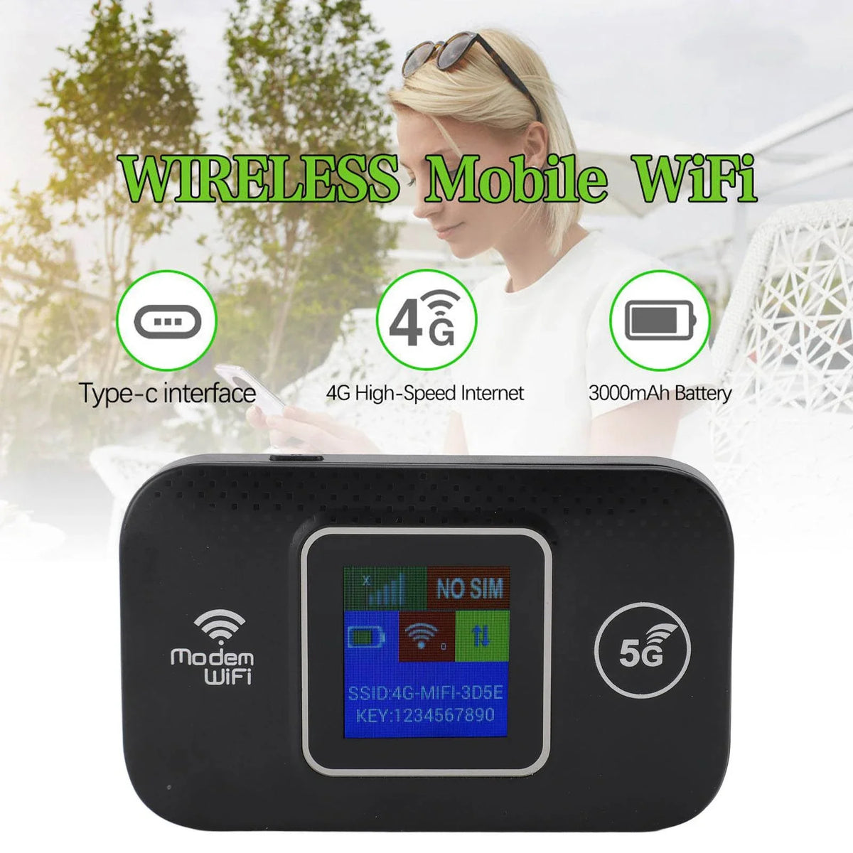 Portable WiFi Modem 300Mbps High Speed 4G Portable WiFi Router Security Encryption Plug and Play for Europe for Cell Phones