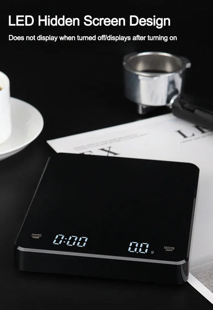 Electronic Coffee Scale with Timer and Silicone Pad USB Rechargeable