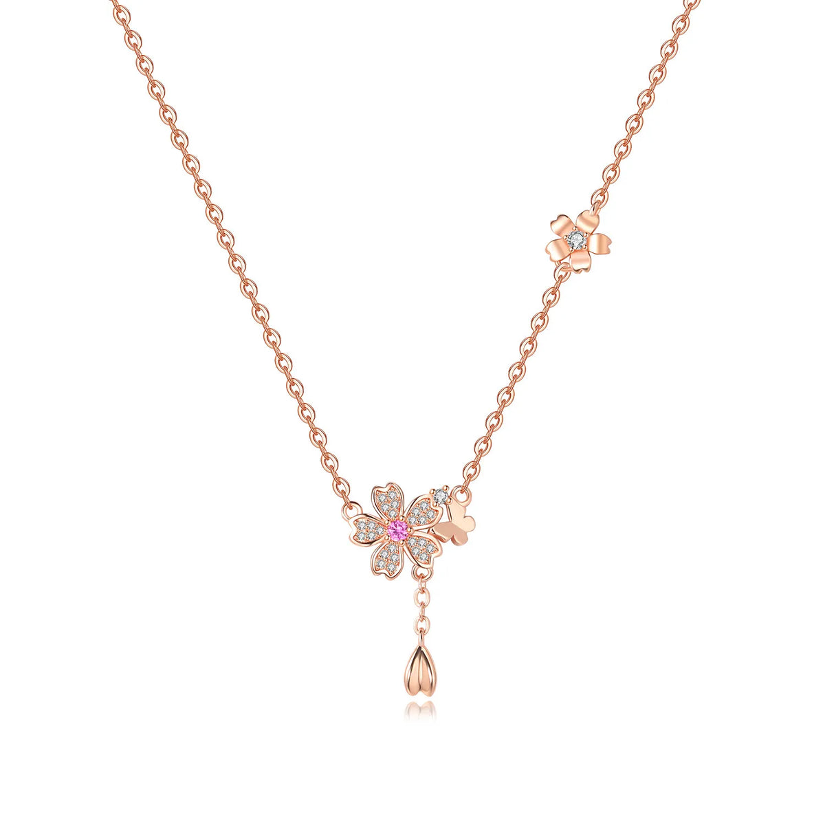 Romantic Pink Crown Heart Pendant Necklace Genuine 925 Sterling Silver Elegant Fine Jewelry for Women Wedding Holiday Presents