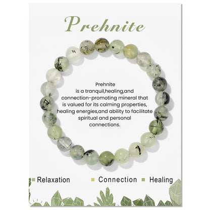 Healing Crystal Stone Bracelets With Card Natural Amethysts Lapis Lazuli Rose Quartzs 8mm Beads Bracelets For Women Men Jewelry