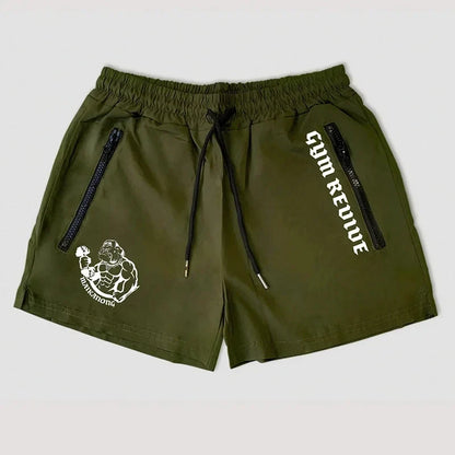 Men's Quick Dry Side Printed Shorts Double Zipper Pocket Side Design Running Basketball Training Fitness Shorts Summer