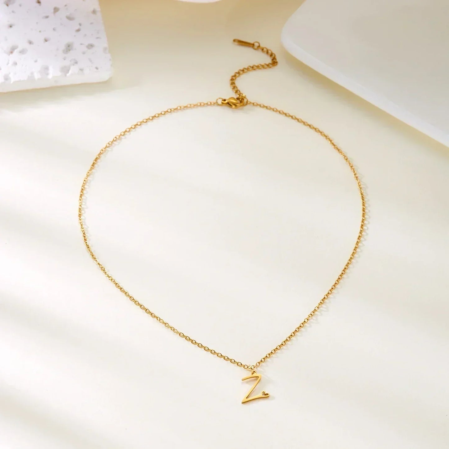 26 Initial Letters Heart Pendant Stainless Steel Necklace for Women Gold Color A-Z Alphabet Choker Chain Birthday Jewelry Gift